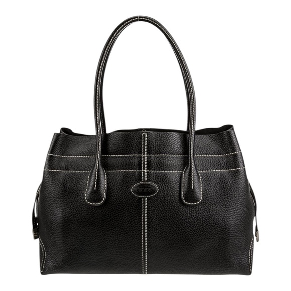 TOD'S BLACK LEATHER ICONIC PRINCESS DIANA SHOULDER BAG LIKE NEW ~EUC - Picture 1 of 17